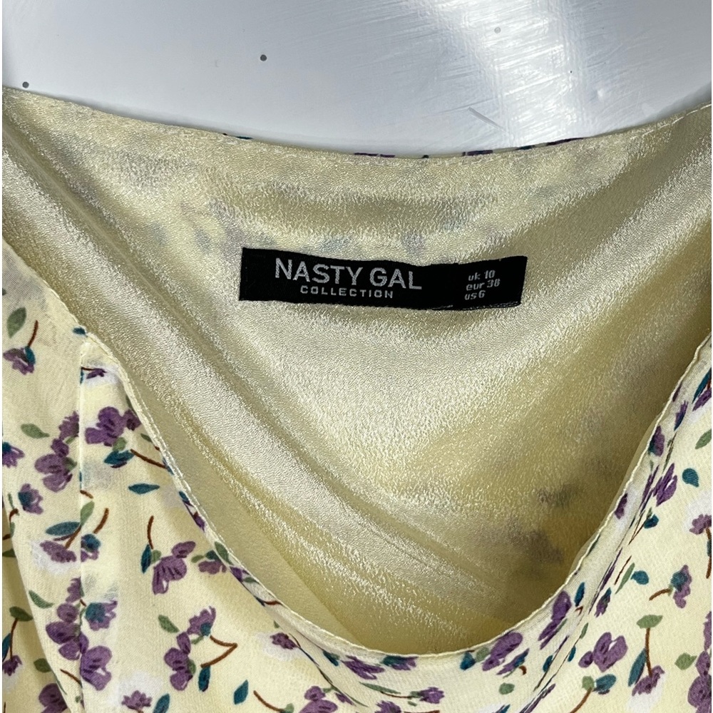 Nasty Gal Floral Yellow and Purple Short Mini Dress - Picture 3 of 5